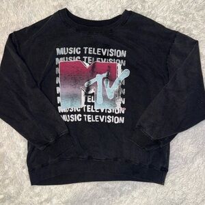 MTV Black Crew Neck Sweatshirt with Vintage Logo